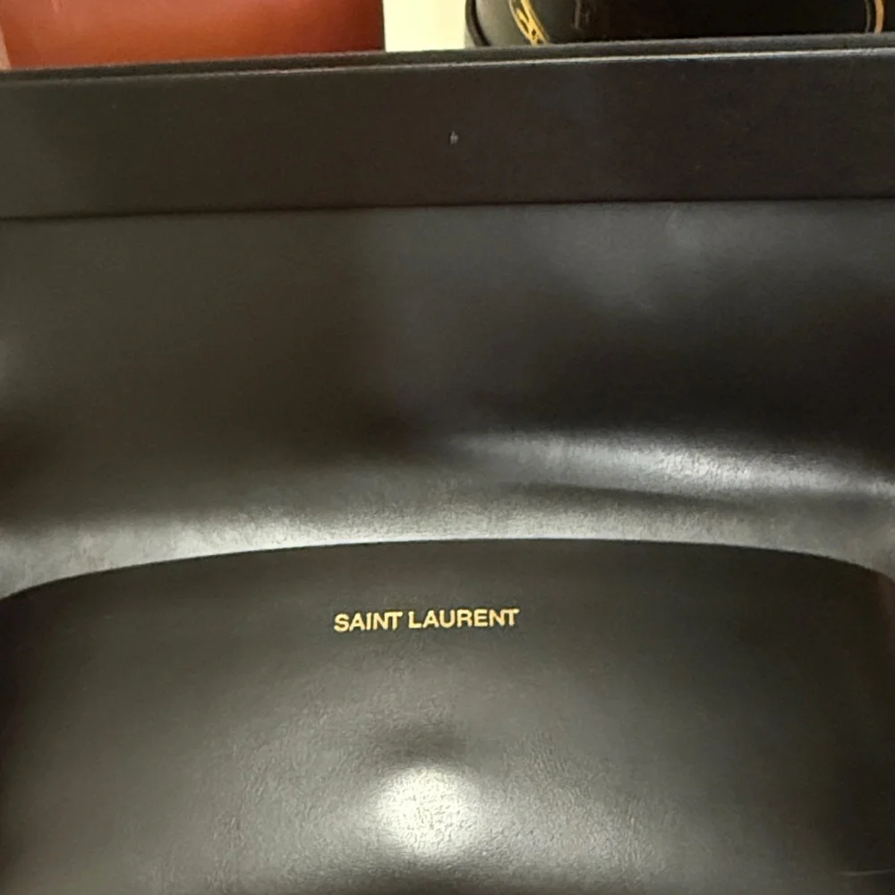 Saint Laurent Black Leather Soft Shell Eyeglass Case - Picture 6 of 7